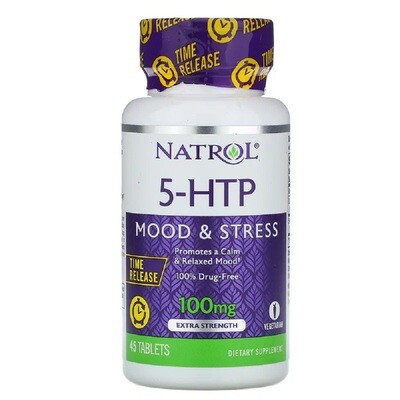 Natrol‏, 5-HTP، تقليل القلق، القوة الإضافية، 100 مجم، 45 قرص