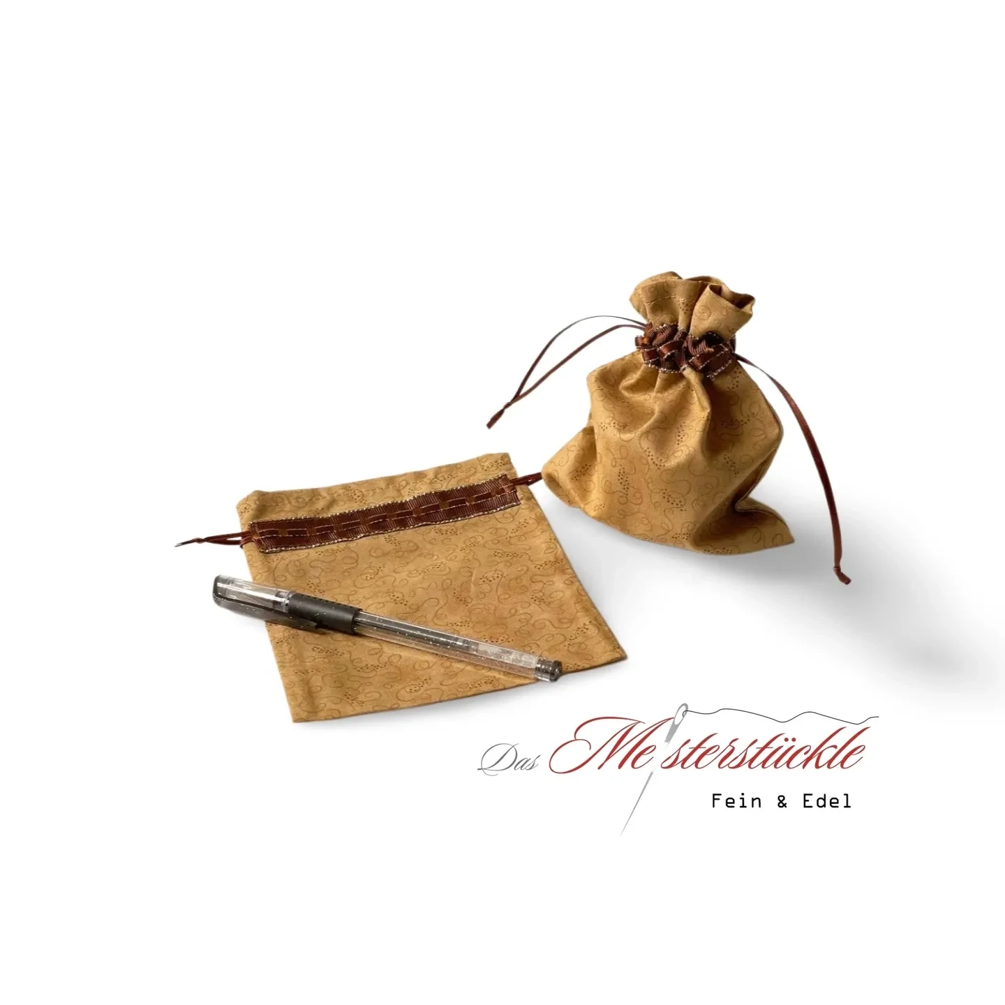 Gift bag Christmas bag made of beige fabric