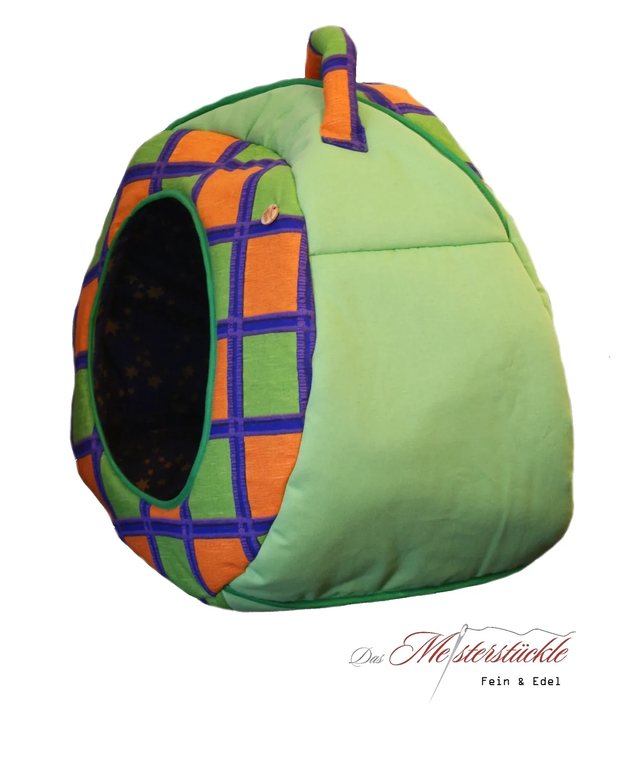Cuddly cave cat bed dog basket checkered handmade desired name washable