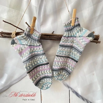 Sneaker Socken handgestrickt Sommersocken Wunschgröße 36 - 44 Norwegermuster