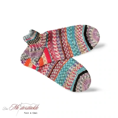 handgestrickte Sneaker Socken Größe 38 - 39  bunt geringelt Sommersocken Stricksocken