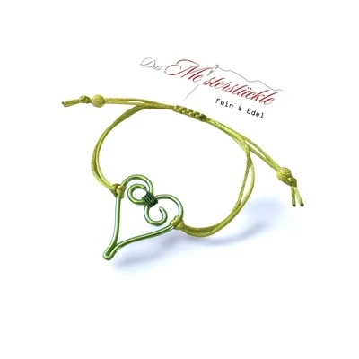 heart bangle bracelet woman girl green handmade
