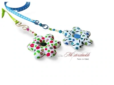 dekoanhaenger stoffblume handgearbeitet blau pink