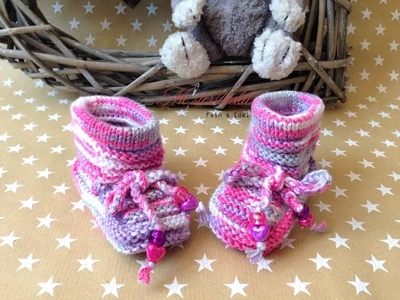 babystiefel erstlingssoeckchen pink gestrickt