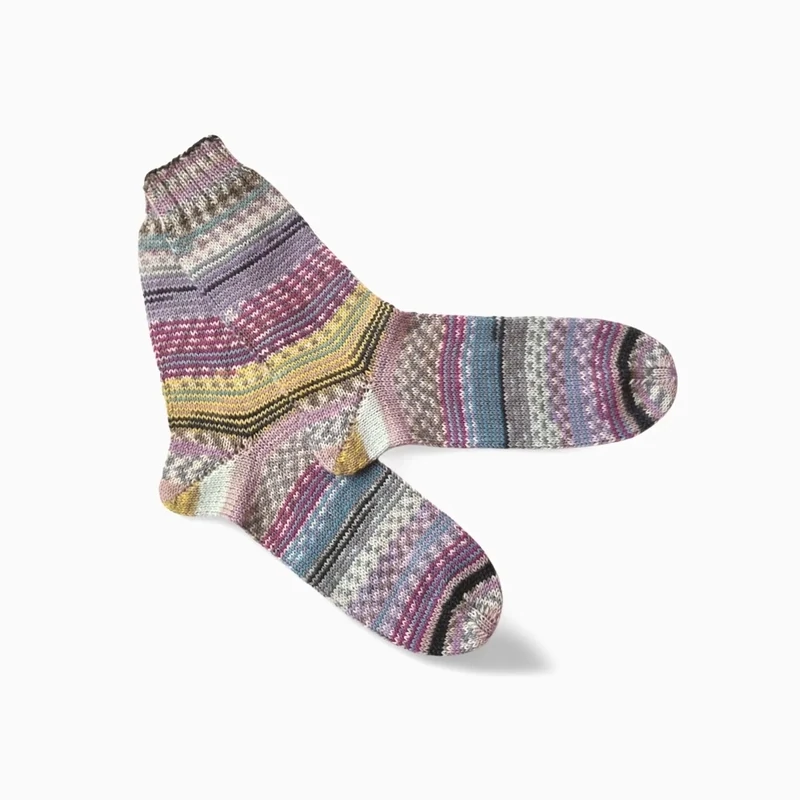 self-knitted wool socks with colorful stripes 40 41