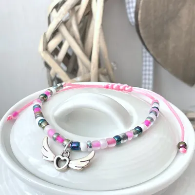 beads barcelet damen rosa minimalist perlenarmband