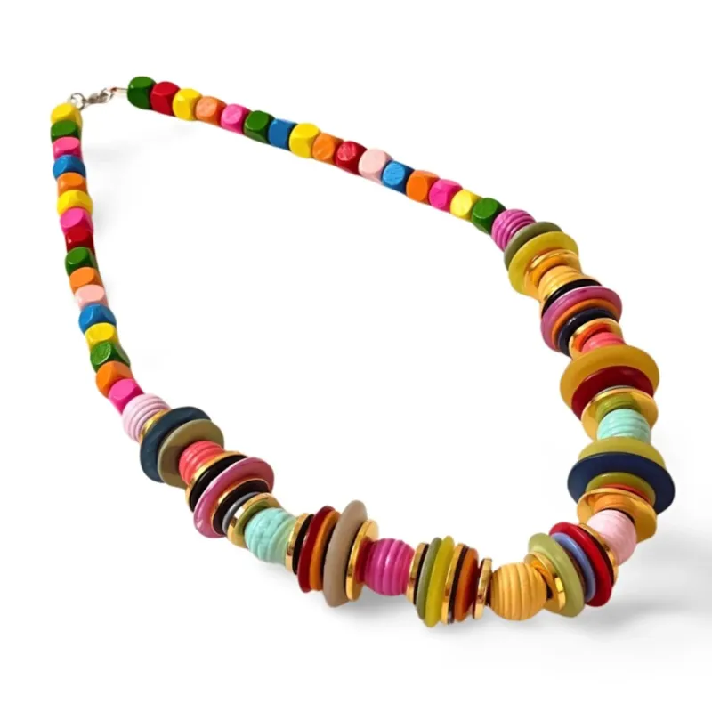 Chunky necklace statement jewelry multicolored hippie style luxurious