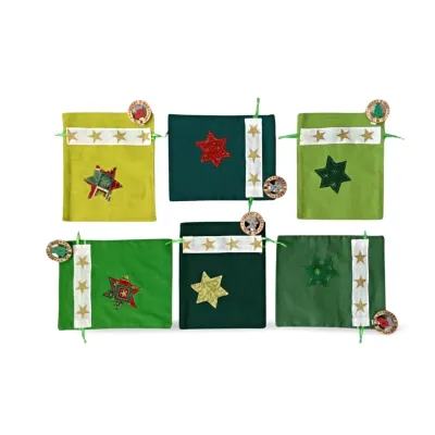 Advent calendar bag green 24 fabric bags with numbers fill yourself poinsettia
