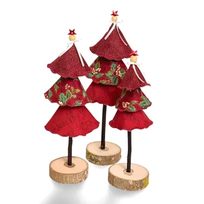 Decorative Christmas tree stand 3 sizes red green classic table Christmas tree