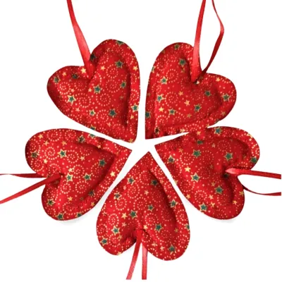 Heart Christmas decoration gift tag fabric heart red gold green with name Decorative heart Christmas tree pendant heart decoration Christmas window hanger guest gift red gold classic