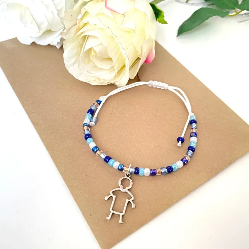 Buy handmade beaded bracelet blue with charms