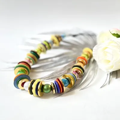 Extraordinary statement chain necklace thick colorful pearl necklace