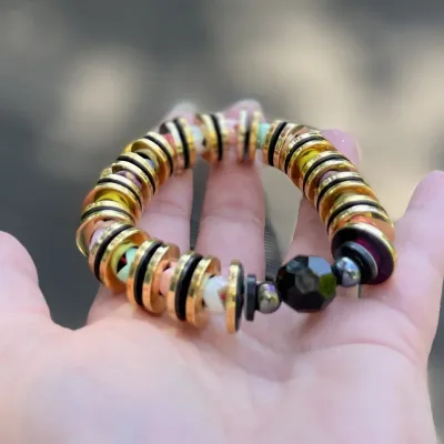 Buy statement bangle handmade wide bracelet multicolored