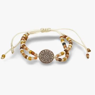 Delicate pearl bracelet 2 strand boho style amber