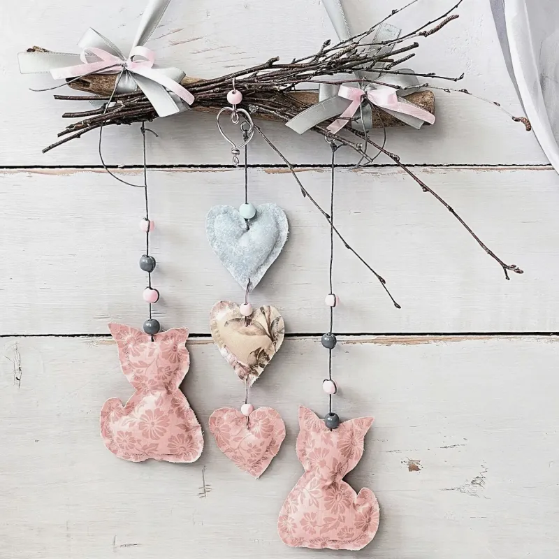decorated branch pendant fabric cat heart decoration branch buy