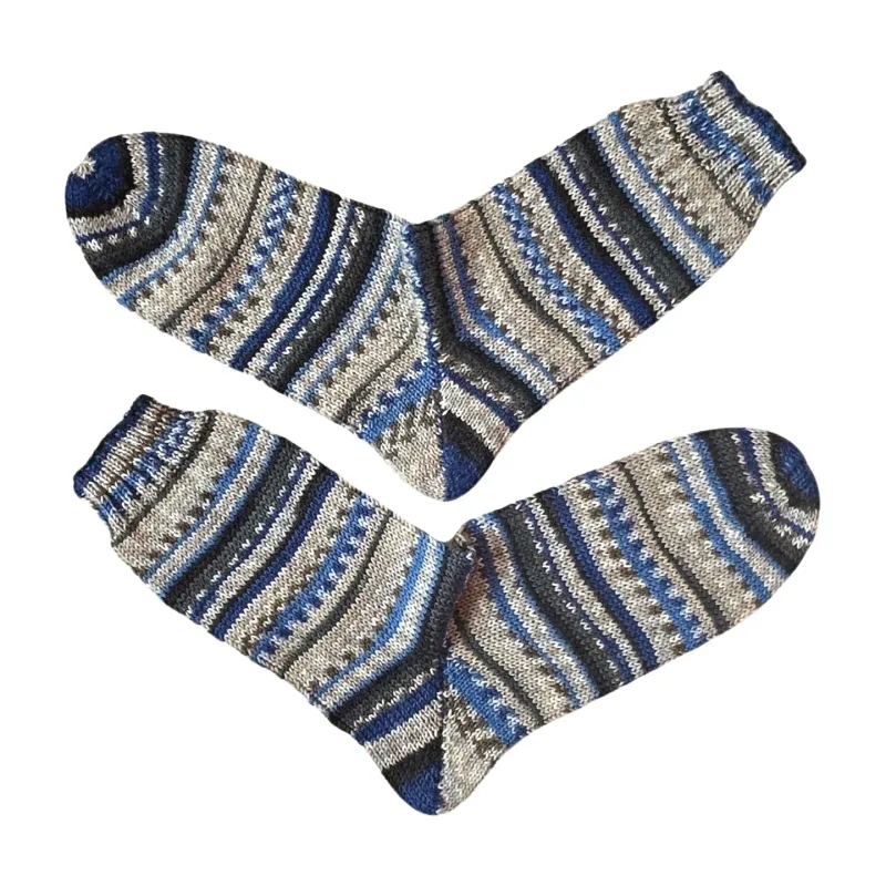 Knitted socks wool socks desired size 36 - 44 hand-knitted Norwegian pattern Wool socks, Norwegian pattern, self-knitted, gray blue, all sizes