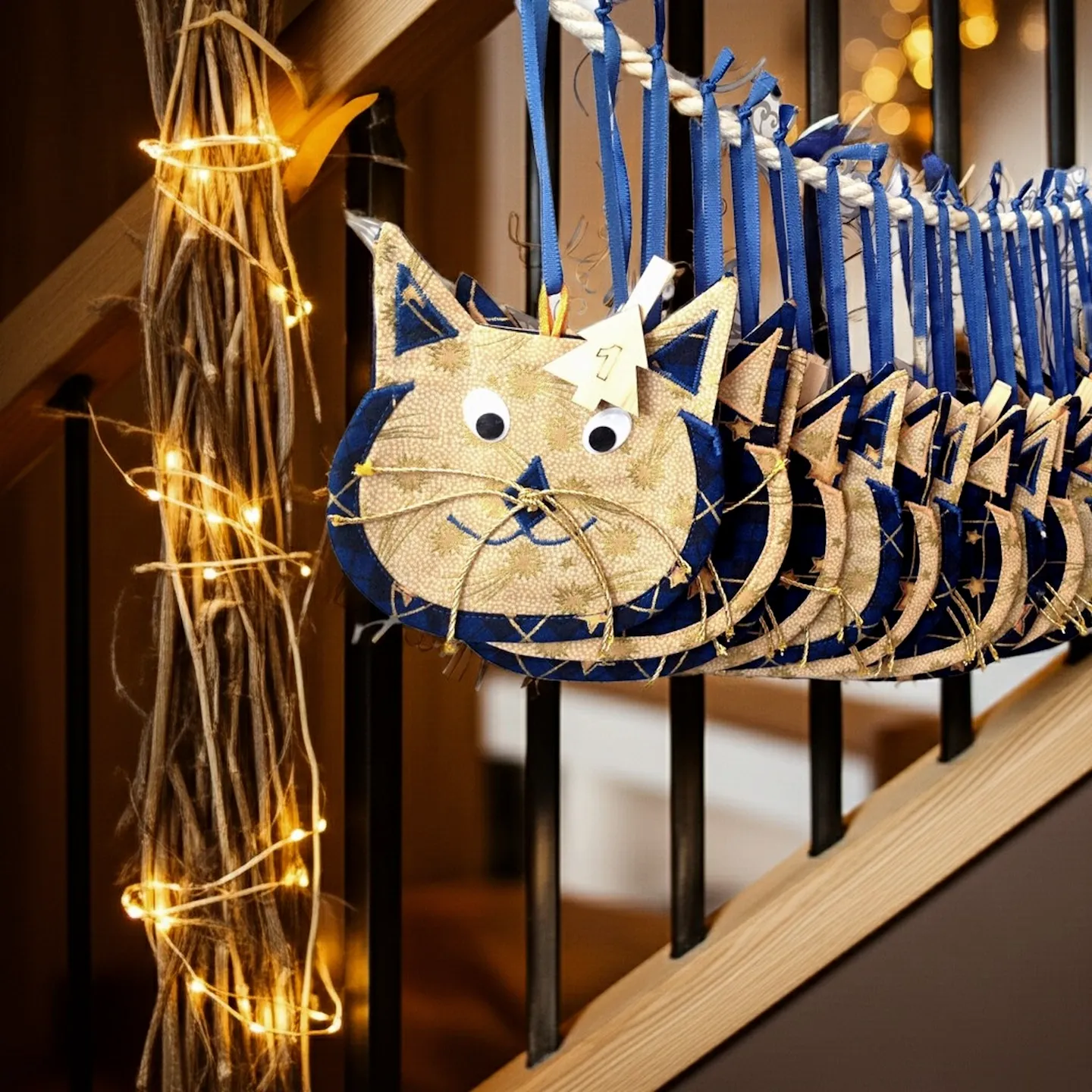 adventkalender zum befuellen gold blau handgemacht