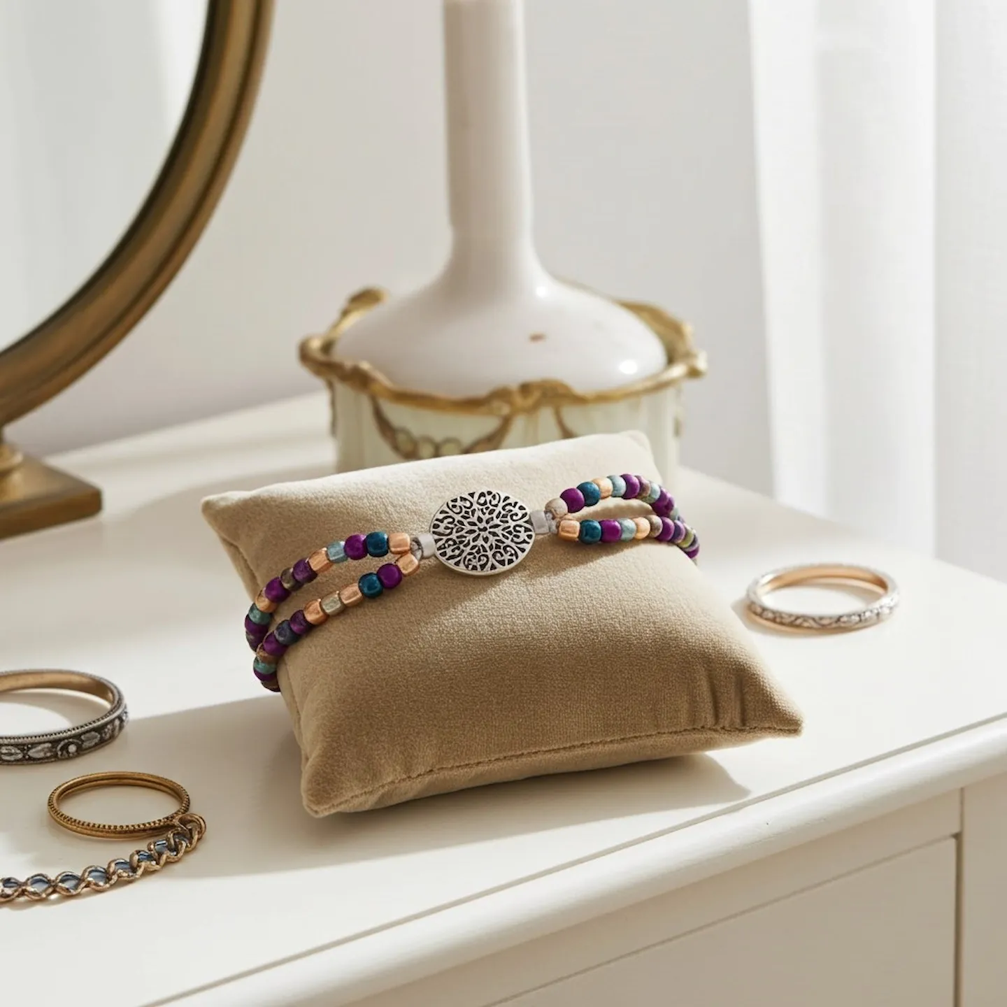 zartes perlenarmband 2 reihig amulett verstellbar kaufen