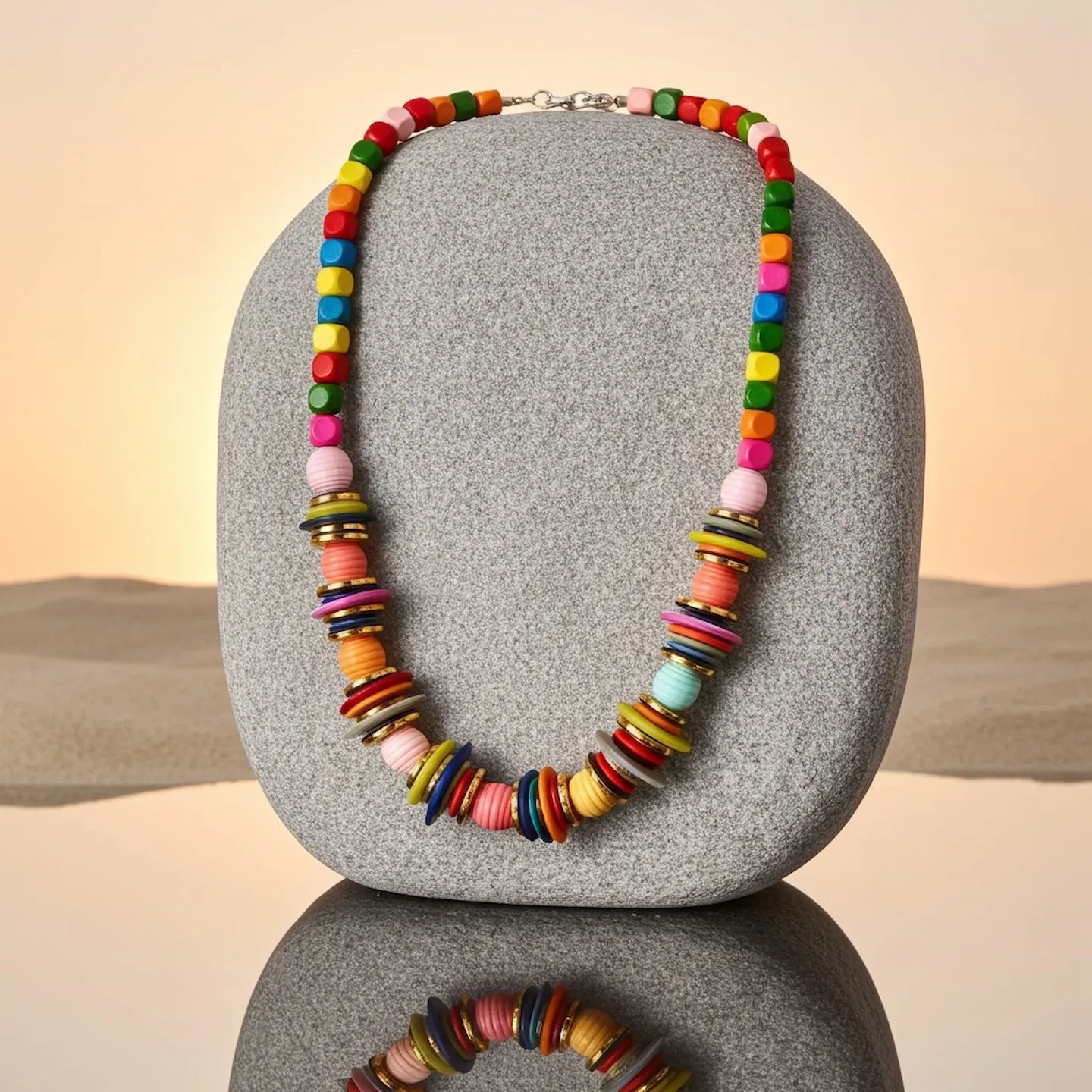 bunt lang klobig statement-kette vielseitig im Trend mehrfarbig gold