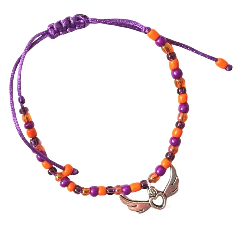 bracelet rocailles beads guardian angel orange purple diy thin