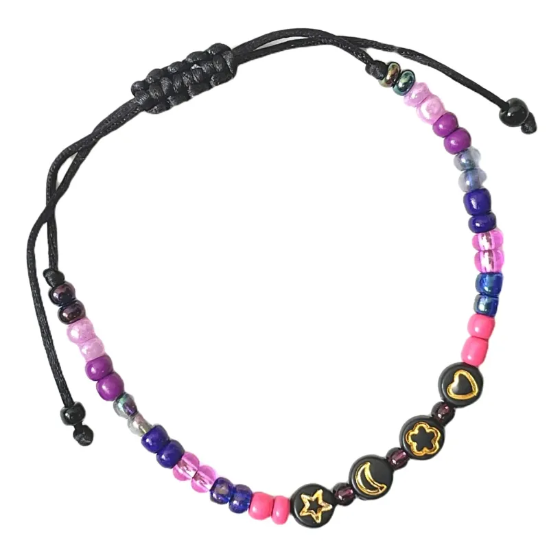 beaded bracelet charm hippie bracelet hand-threaded colorful