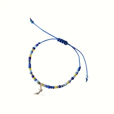 thin beaded bracelet handmade in Germany blue