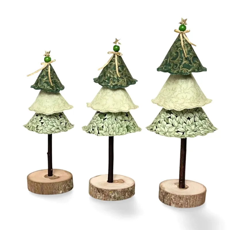 Buy a sage green decorative fir with a wooden base