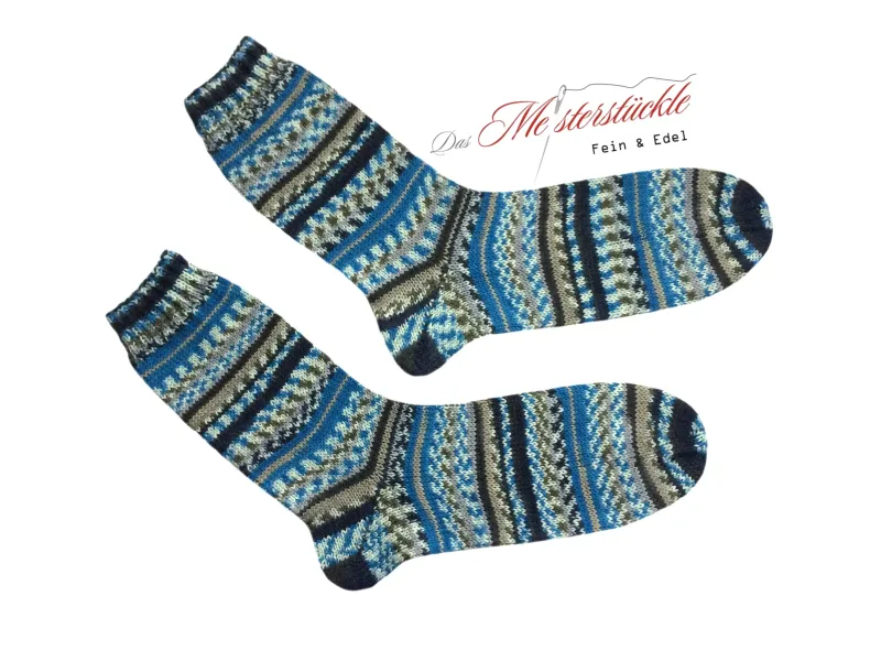 Stricksocken Wollstrümpfe Wunschgröße 36 - 44 Norwegermuster selbst gestrickt