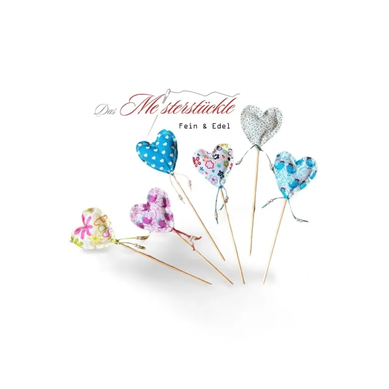 Dekostecker Stoffherz Herzstecker bunt handgemacht dekostecker blumenstecker topfplanze bunt