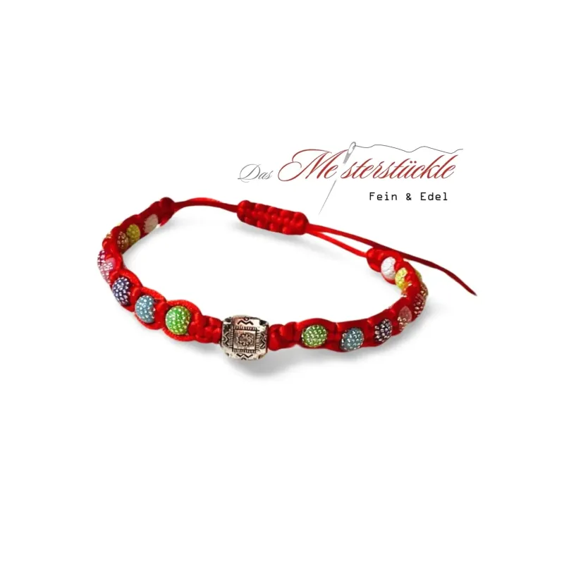 Friendship bracelet red rainbow pearl bangle