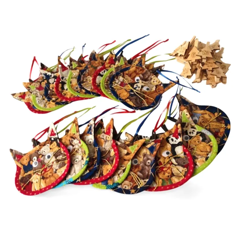 Advent calendar bag Christmas calendar 2024 fillable multicolored fabric cat fabric bag with numbers