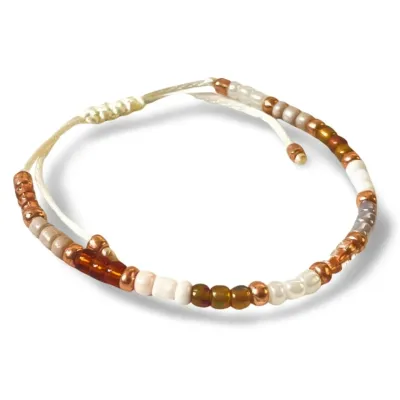 thin pearl bracelet, delicate gold brown