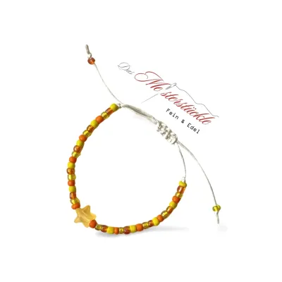 adjustable friendship bracelet yellow orange star pendant