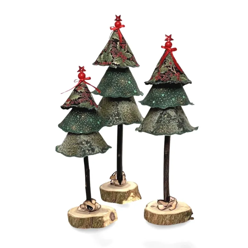 decorative tree fabric stand wooden base fir green Christmas decoration shopnow