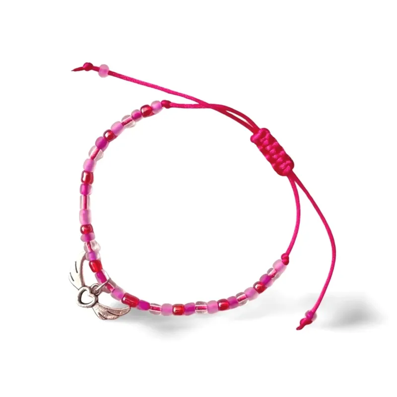 Buy a narrow pink wing bracelet