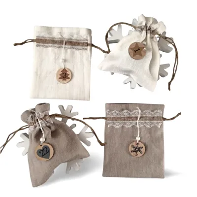 Advent calendar bags fill yourself, stonewashed linen bags, gift bags, 24 wooden numbers