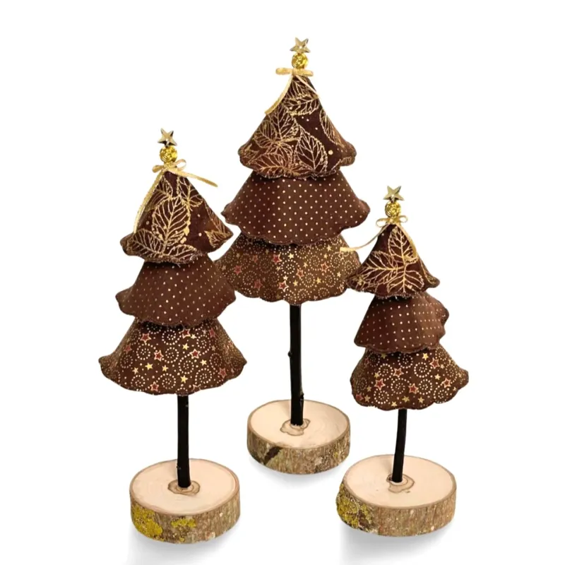 Christmas tree brown gold fabric tree winter decoration Christmas display