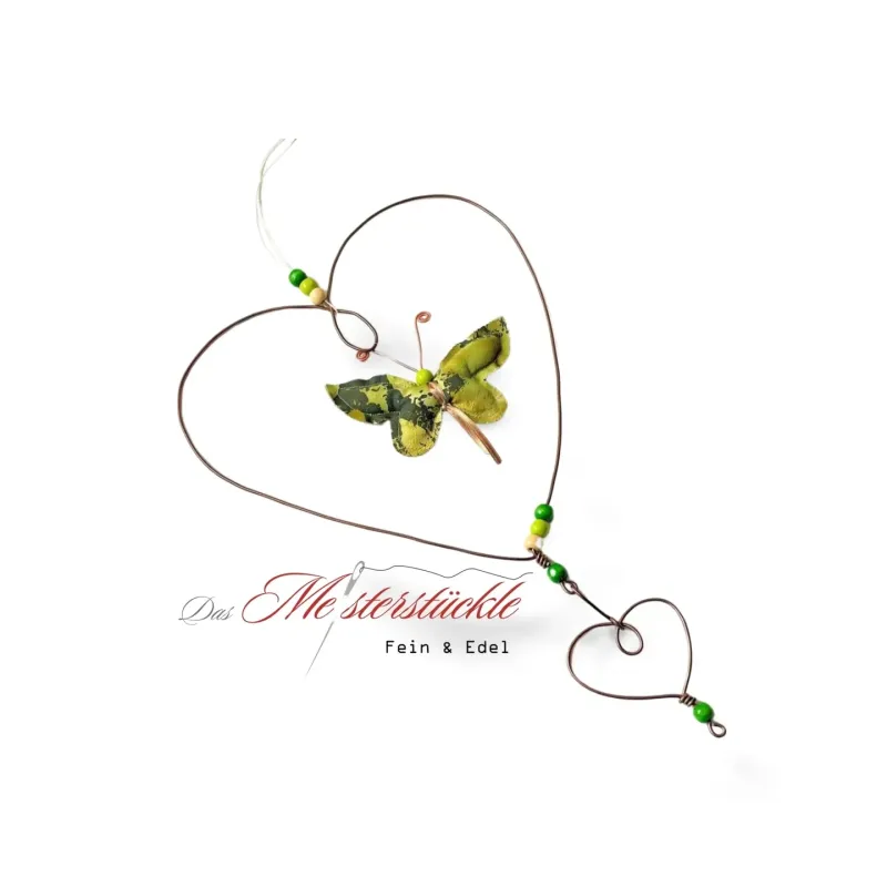 Schmetterlingsgirlande Herzanhänger braun grün