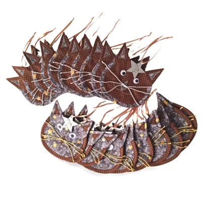 Advent calendar bag 2024 to fill, reusable, sustainable, brown, gold, silver Christmas calendar made of fabric with a cat motif to fill yourself