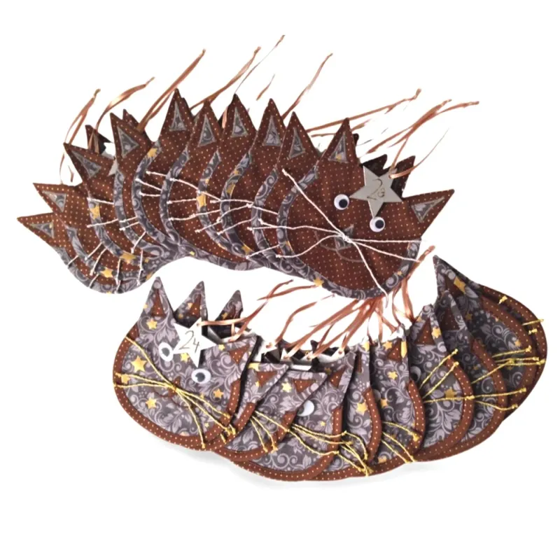 Christmas calendar made of fabric with a cat motif to fill yourself