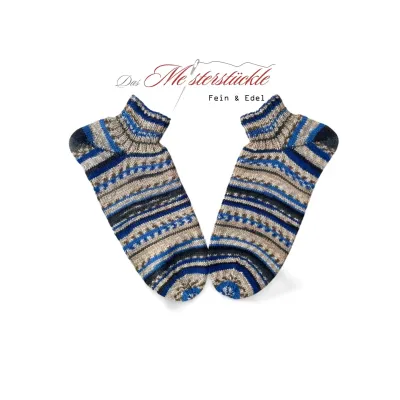 Knitted socks Norwegian pattern made to measure blue beige