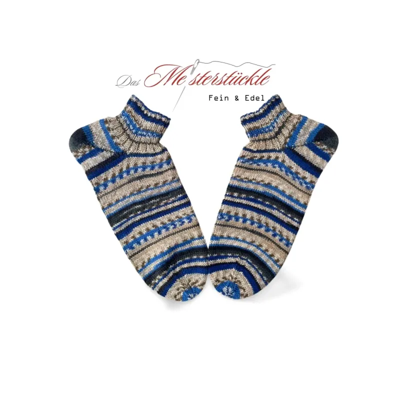 Knitted socks Norwegian pattern made to measure blue beige