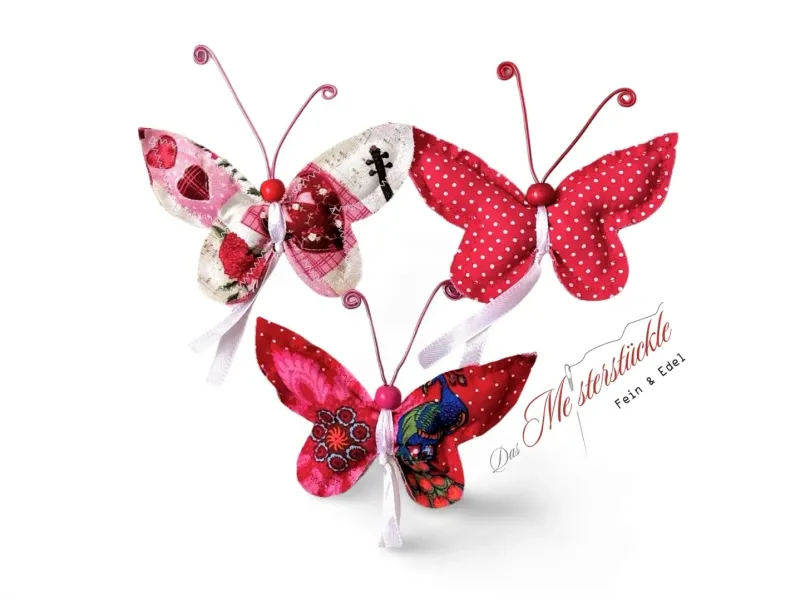 curtain decoration red pink handmade fabric butterfly
