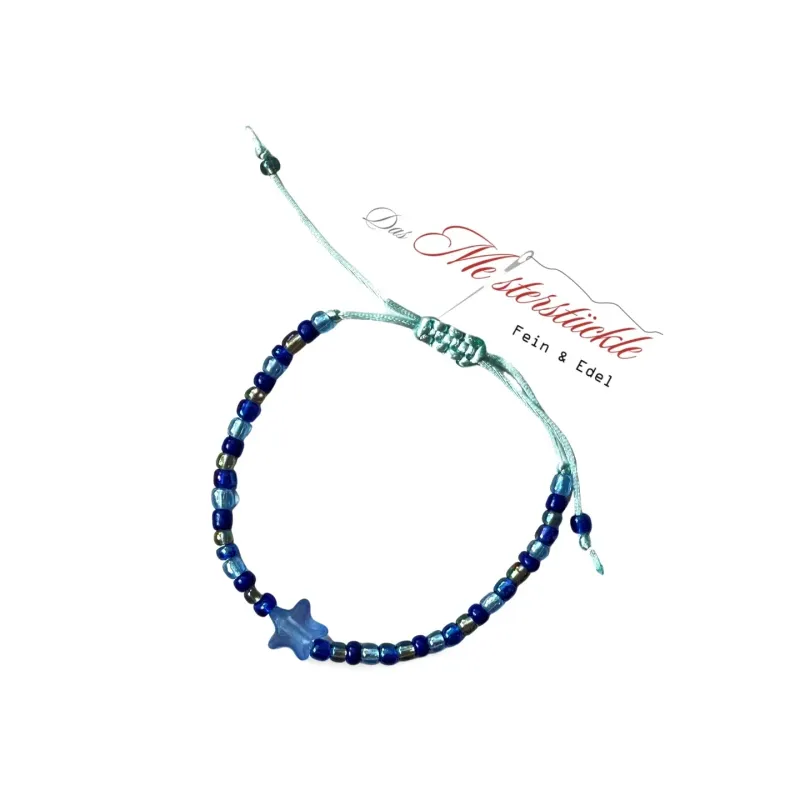 friend's bracelet handmade beaded chain blue thin