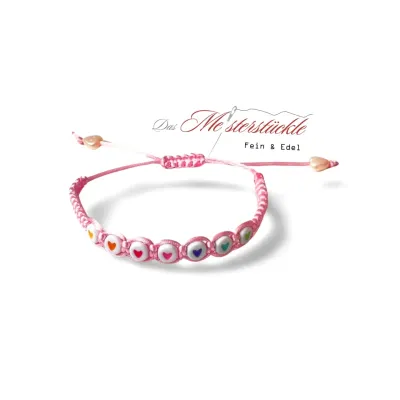 Friendship bracelet heart bangle pink handmade knot bracelet heart bangle handmade narrow