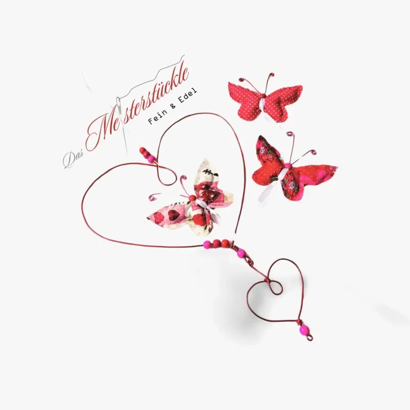 Wire heart handmade decorative pendant red Wooden decoration decorative pendant spring decoration handmade