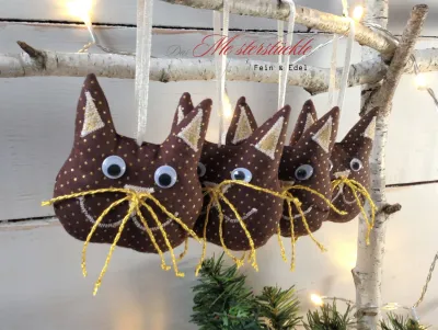 Dekohänger Weihnachten 4 Stück braun Gold handgemacht mit Name