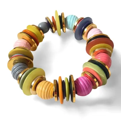 Buy now stretchy chunky acrylic cuff bracelet closed women's colorful