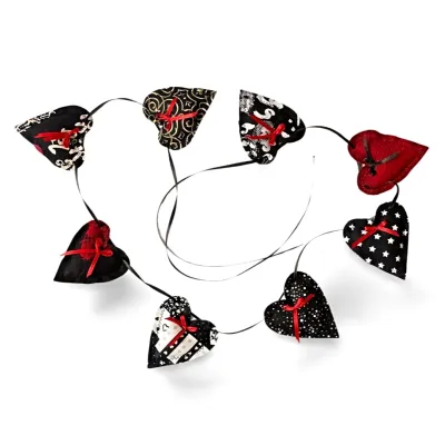 Buy decorative garland handmade fabric heart red black interior design
