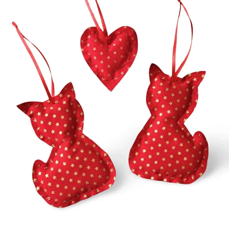 Tree decoration classic red gold decorative pendant decoration cat Christmas decoration